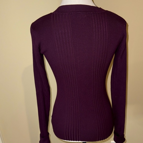 Majora Sweater Deep Purple Ribbed Knit Cuffed Sleeves Women’s Sz M - Picture 3 of 10
